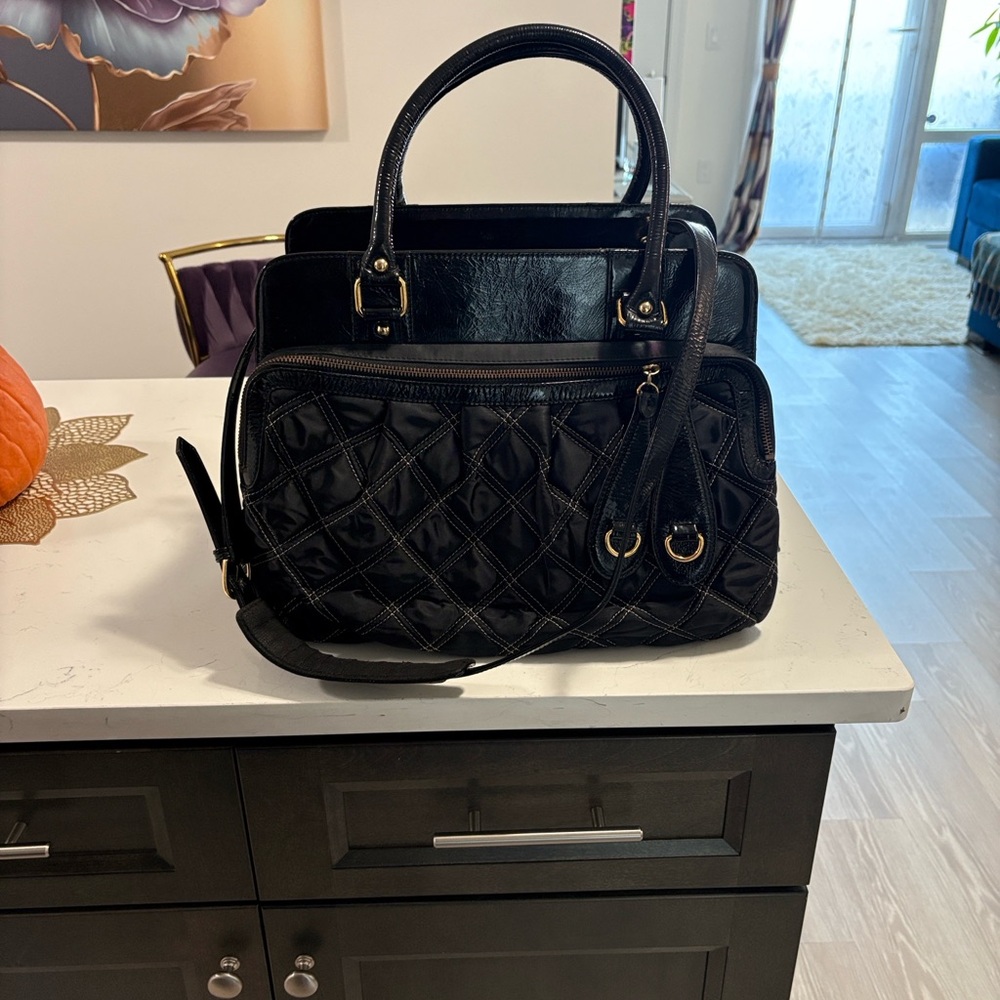 Elegant Black Quilted Dog Carrier